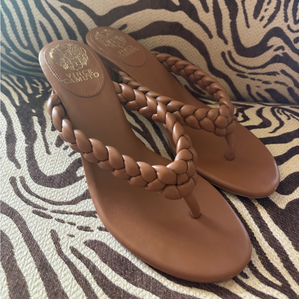 Vince Camuto Brown Woven Strap Sandals